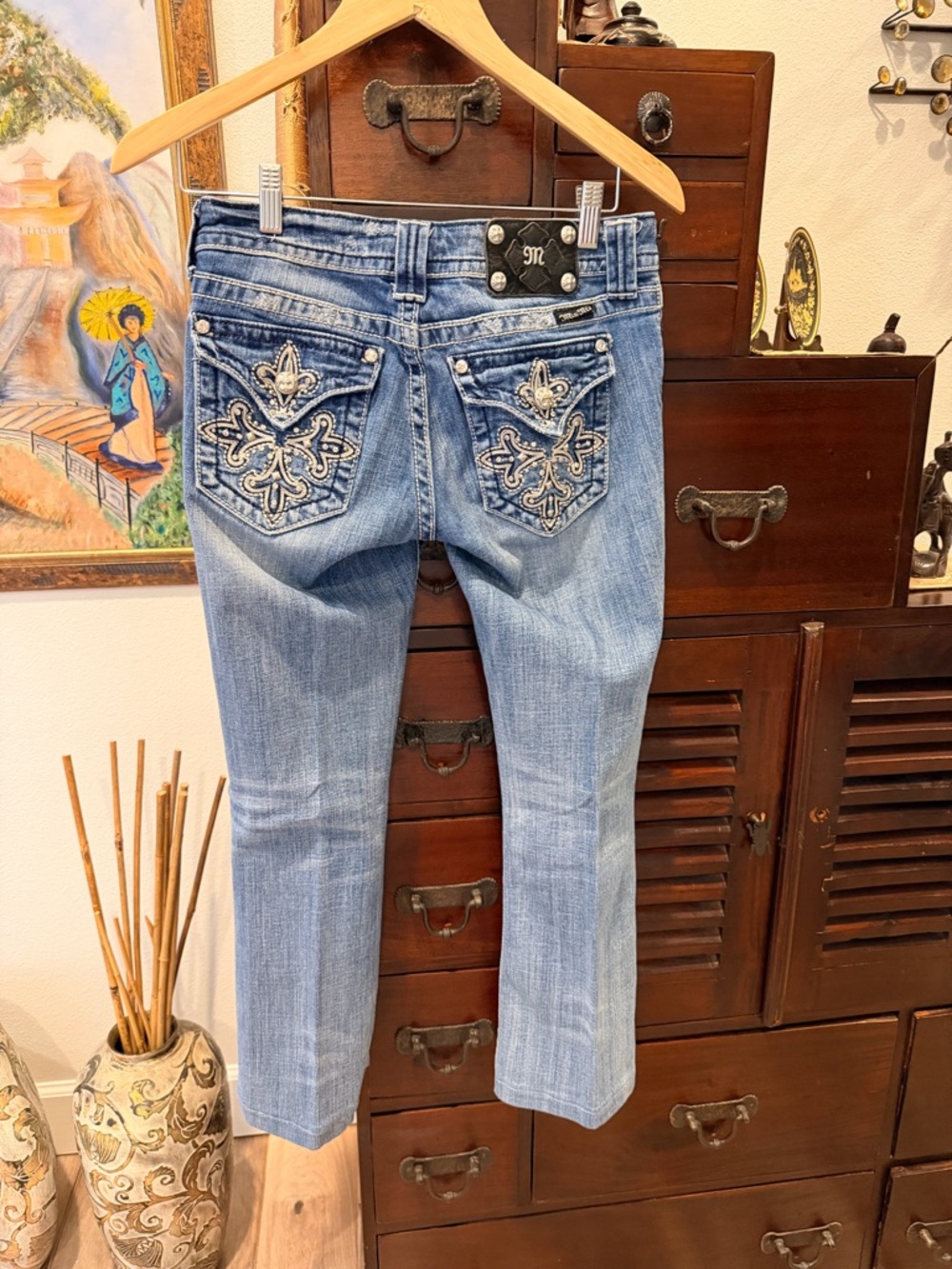 Miss Me Distressed Light Blue Boot Cut Jeans - Picture 5 of 6